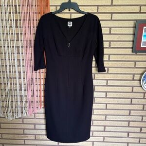 Anne Klein Little Black Dress - Size 4 - LBD - Classic Black Midi Dress - 34"